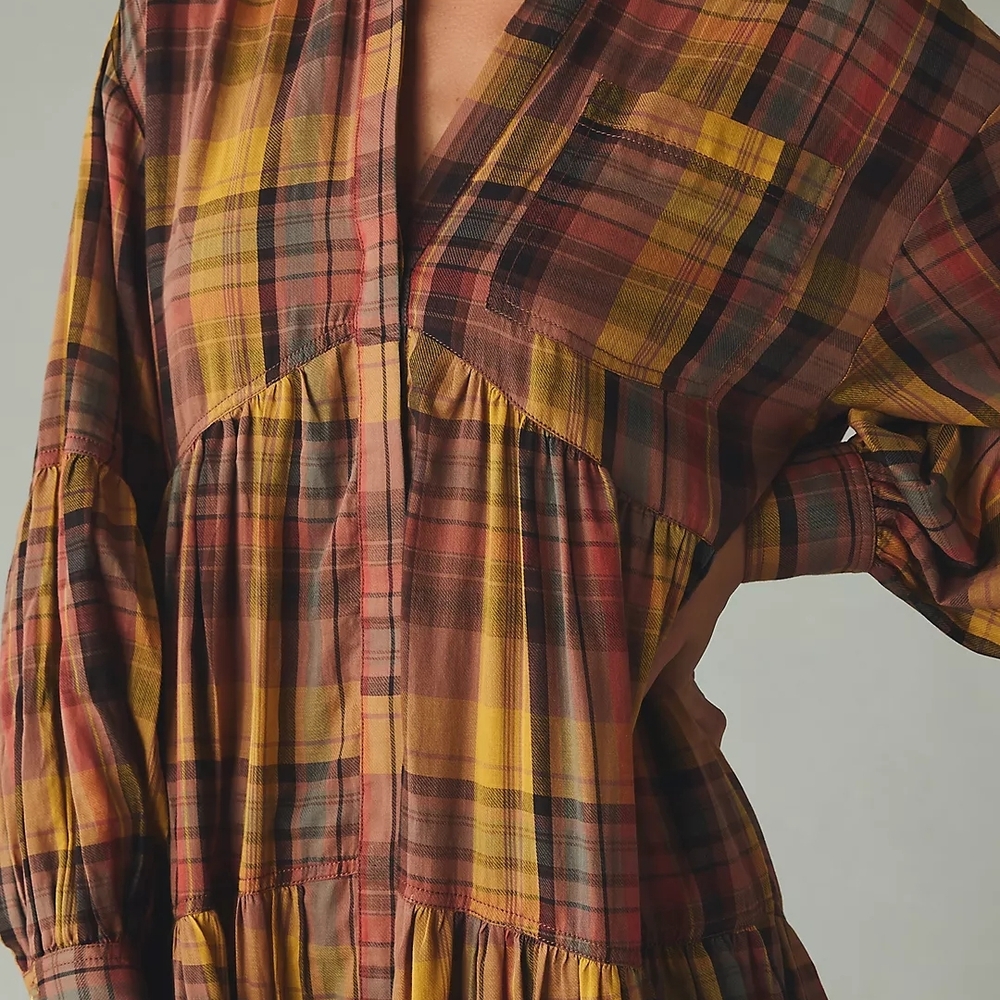 Anthropologie Pilcro Long-Sleeve Tiered High-Low Dress - Picture 3 of 7